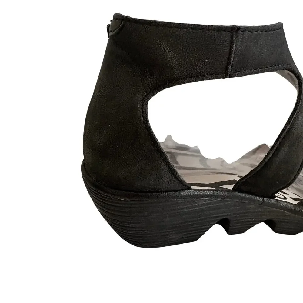 Fly London Piat Nubuck Leather Mary Jane Wedge Shoes w/ Ankle Strap Retro 39